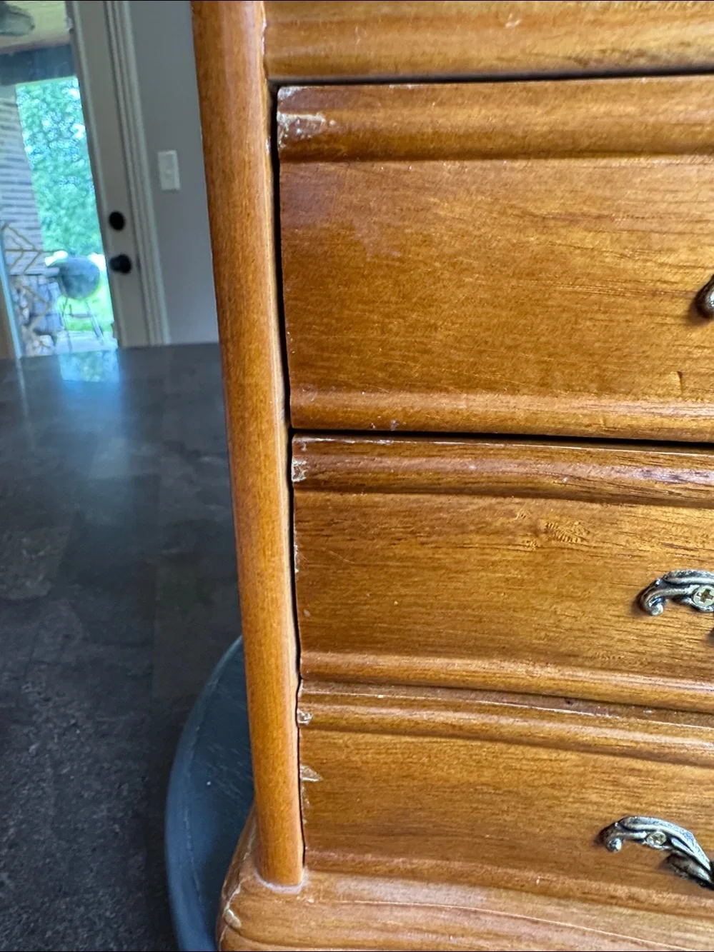 Vintage Wood Jewelry Box red lined
